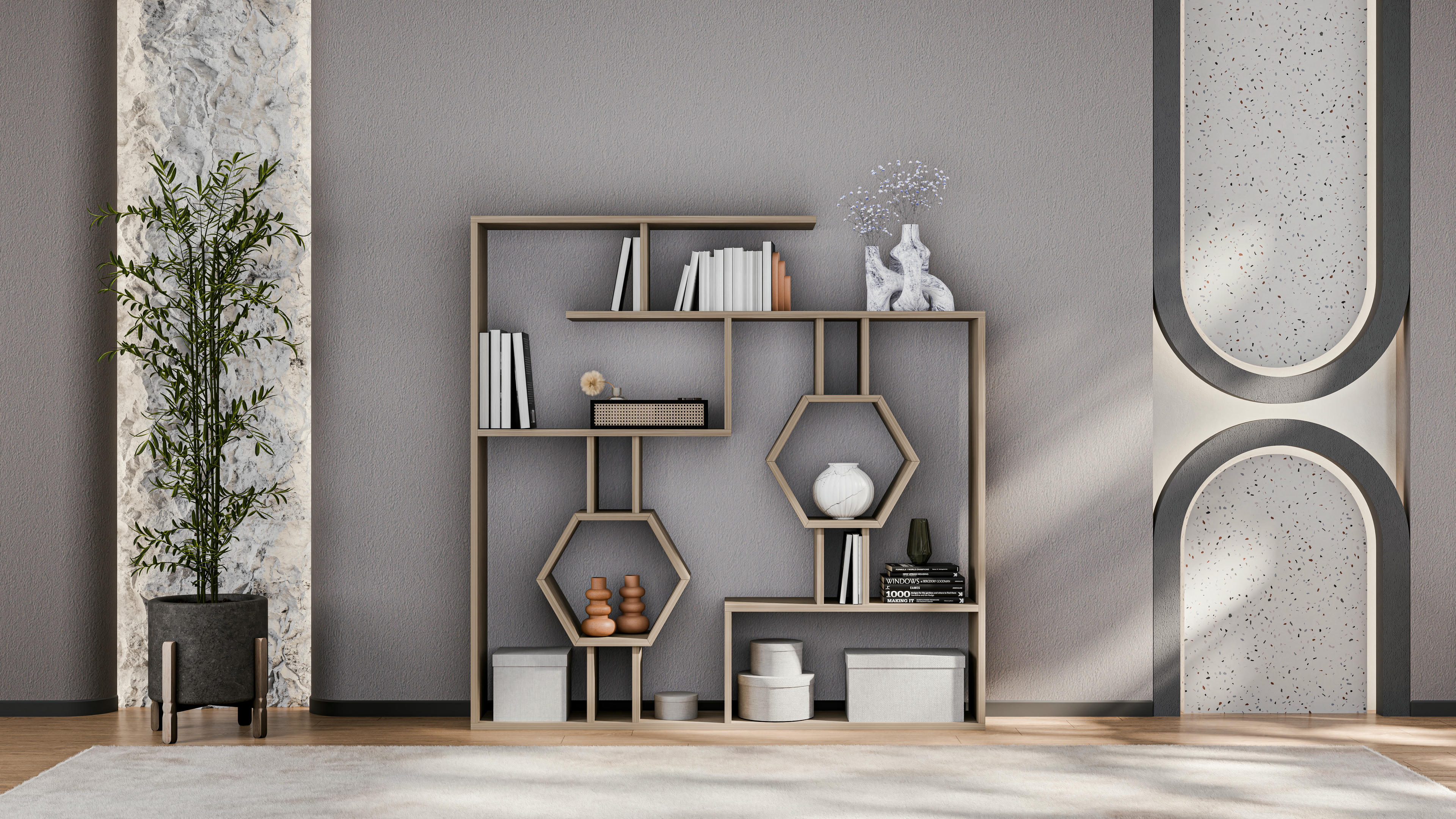 Tamara Geometric Bookshelf 21
