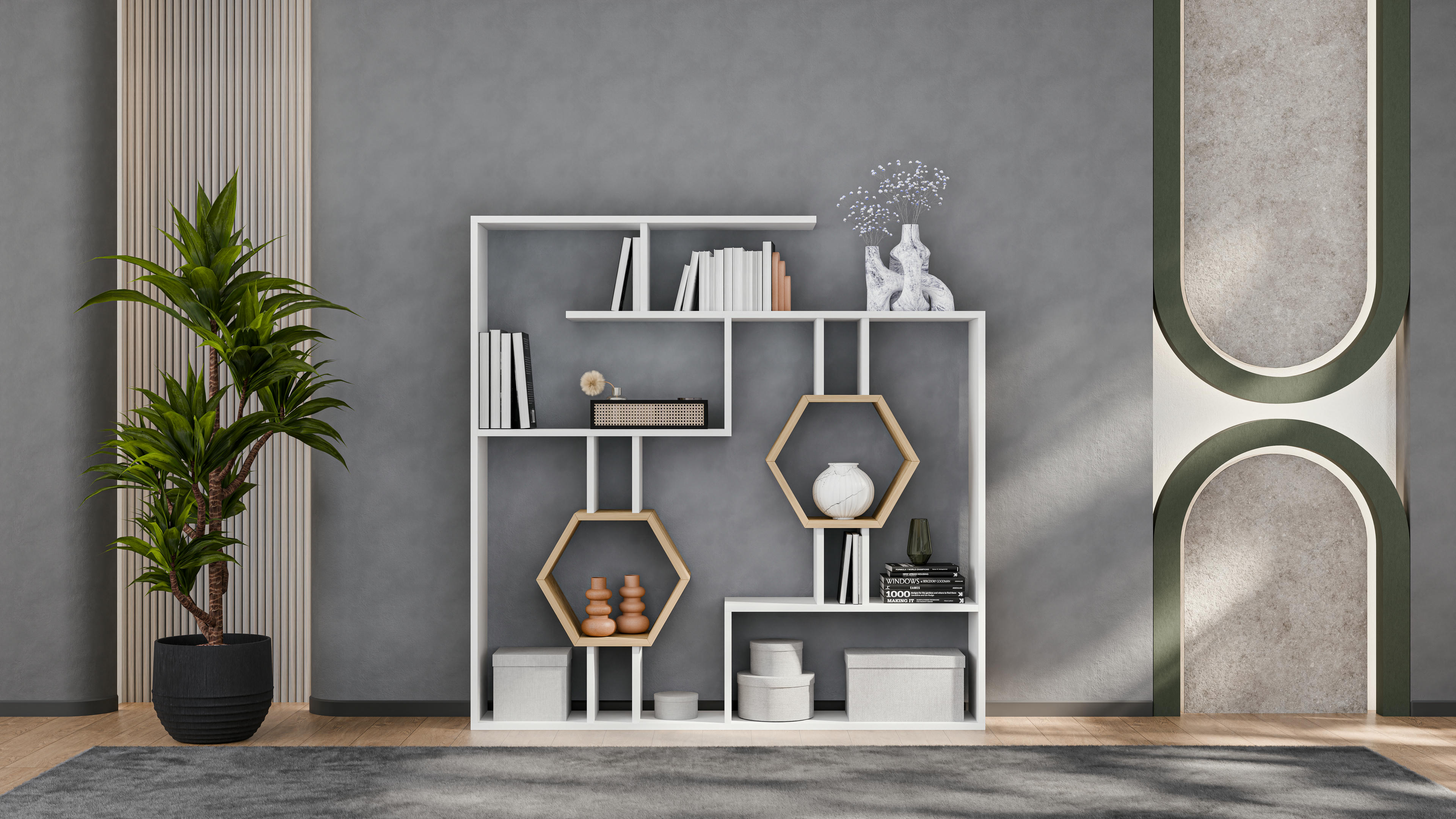 Tamara Geometric Bookshelf 43