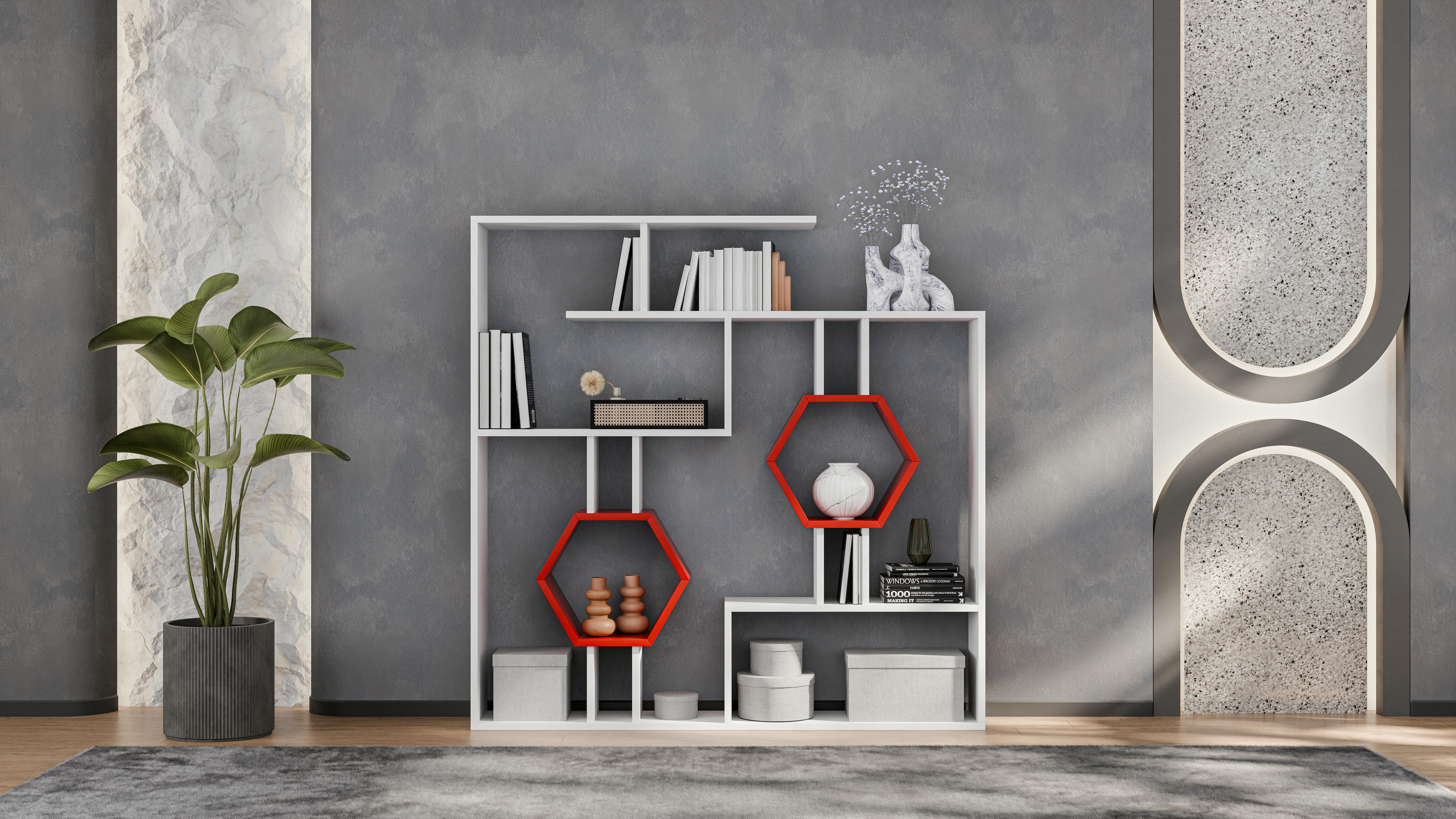 Tamara Geometric Bookshelf 7