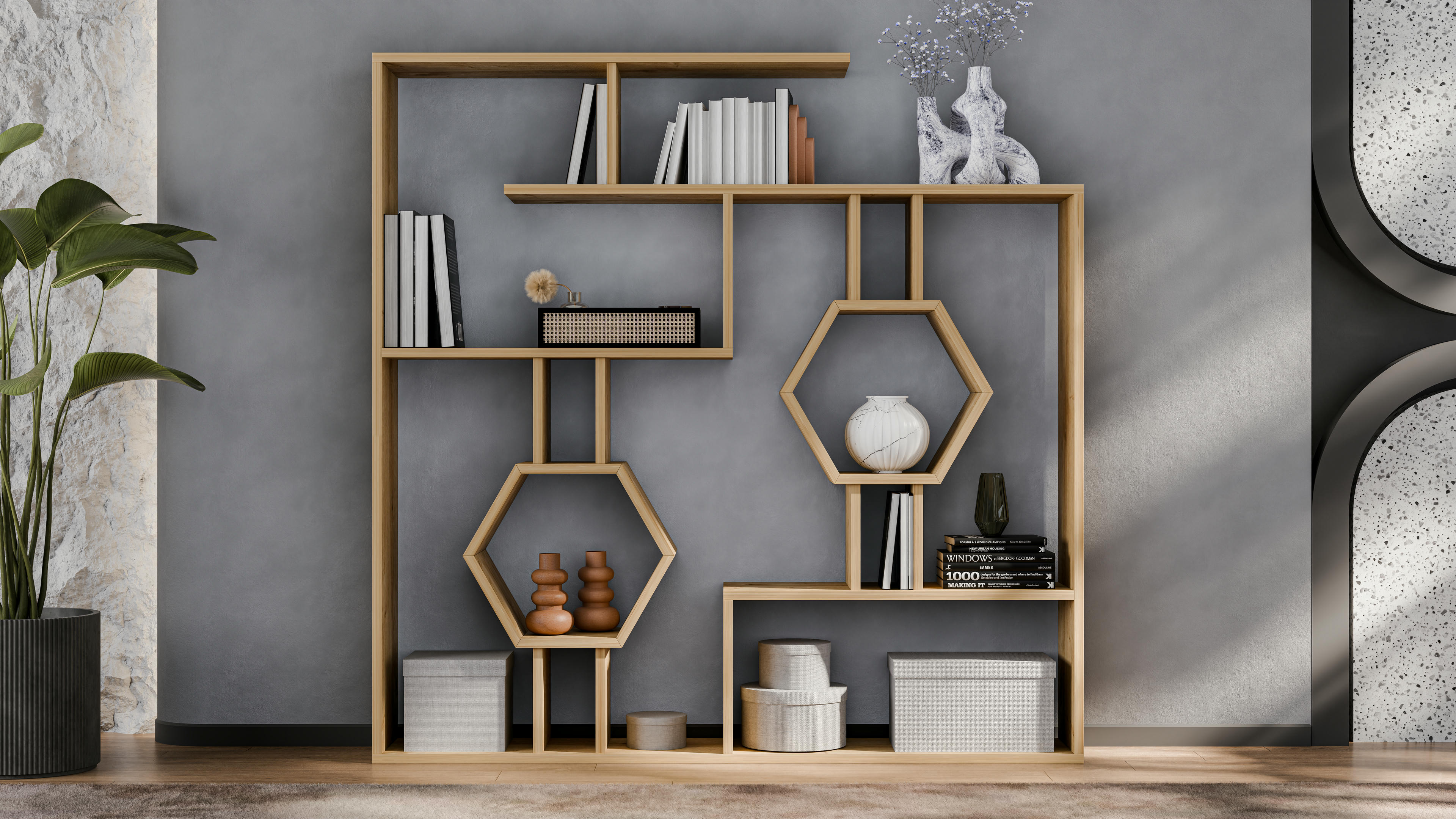 Tamara Geometric Bookshelf 32