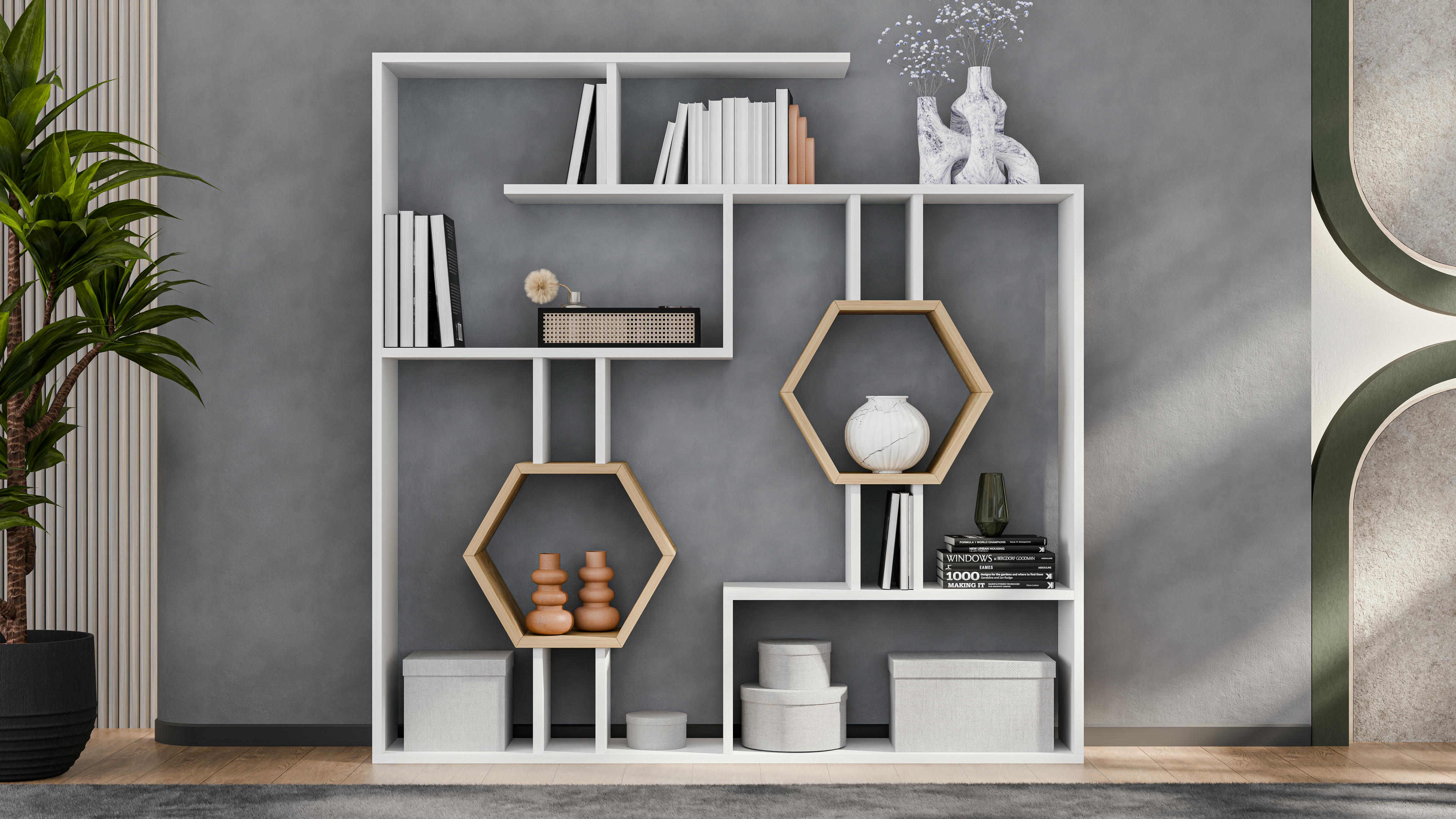 Tamara Geometric Bookshelf 44