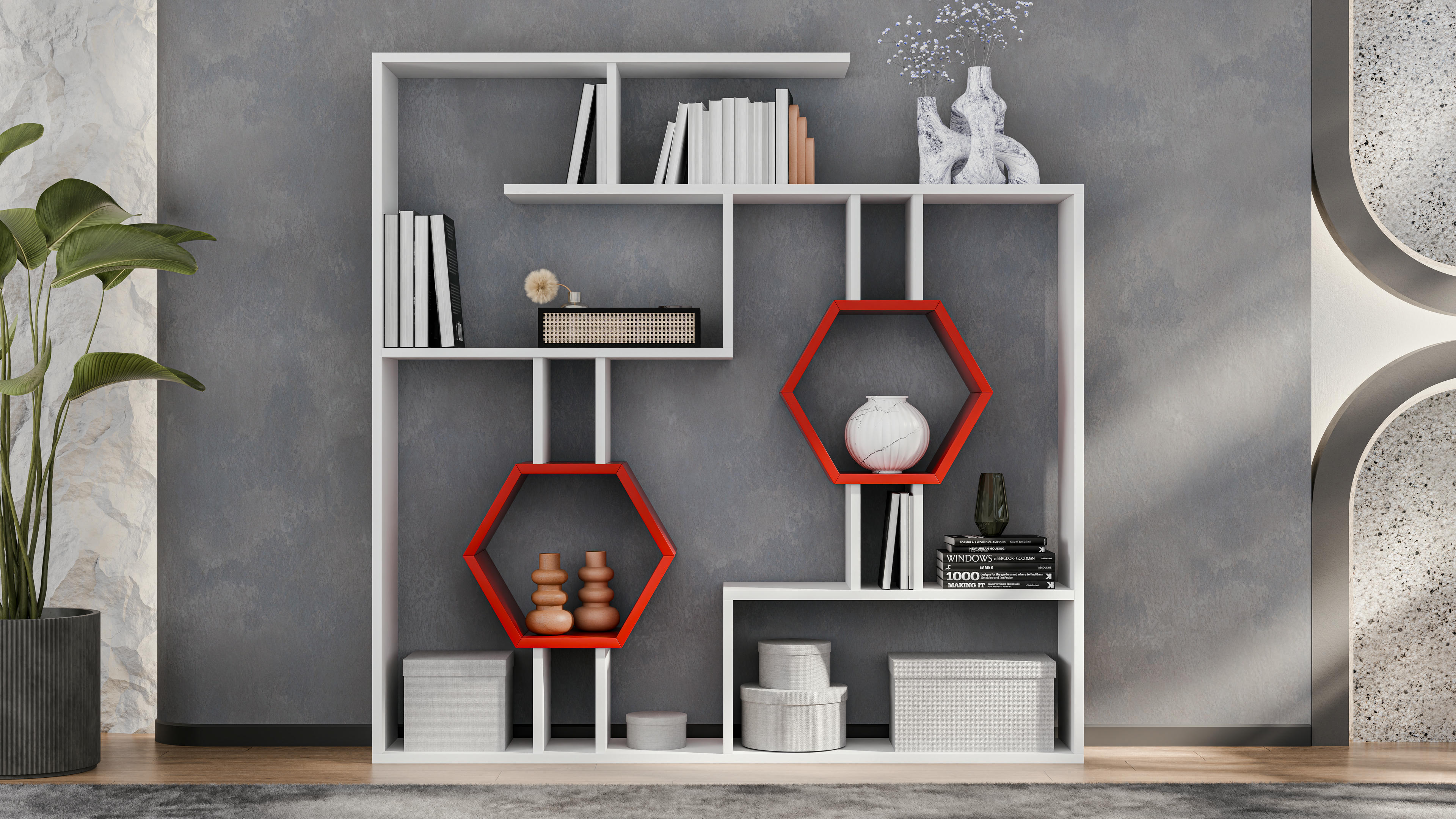 Tamara Geometric Bookshelf 8