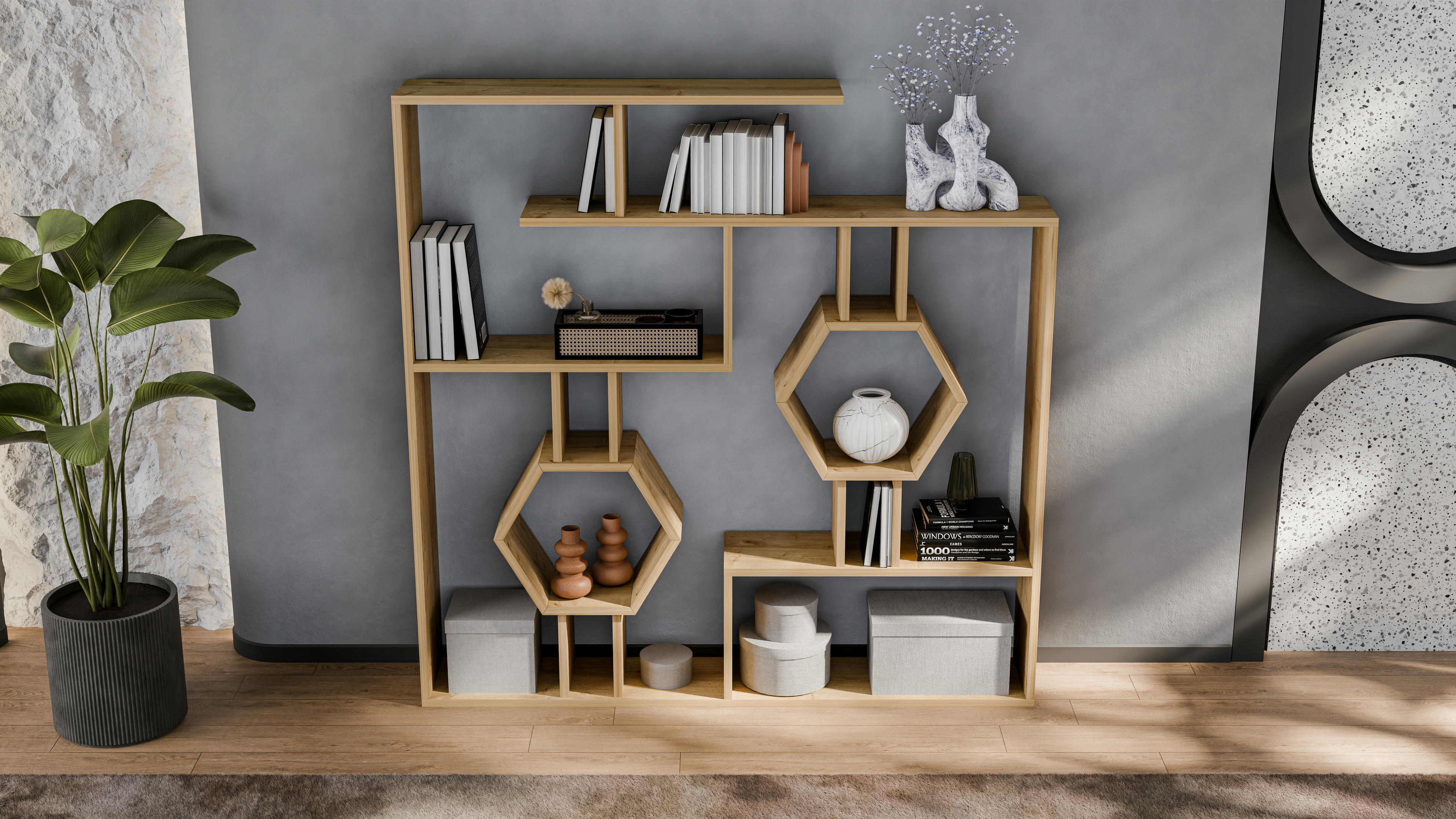 Tamara Geometric Bookshelf 33