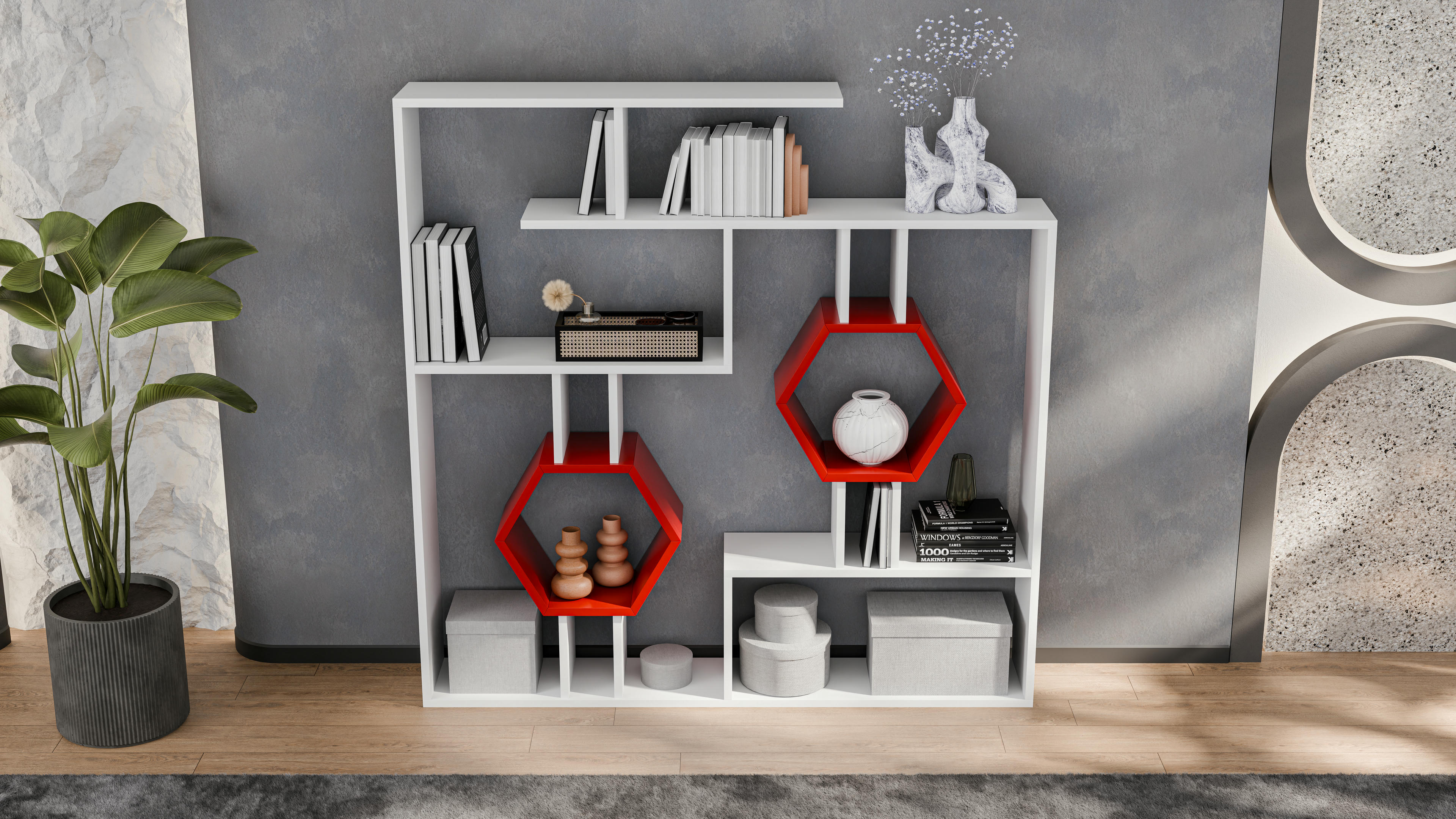 Tamara Geometric Bookshelf 9