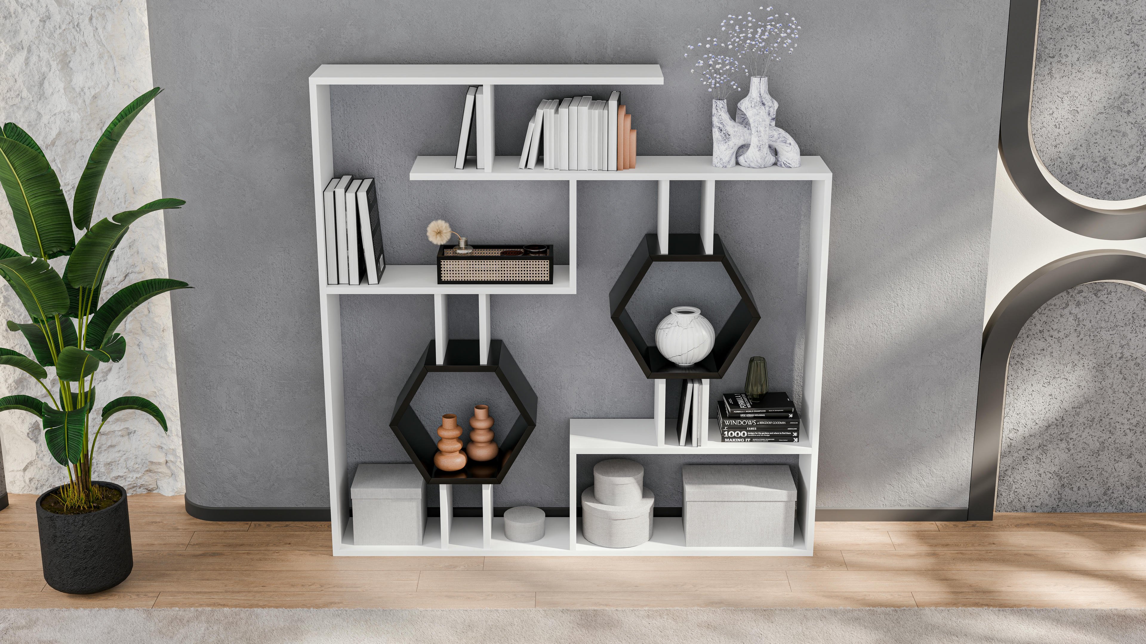 Tamara Geometric Bookshelf 15