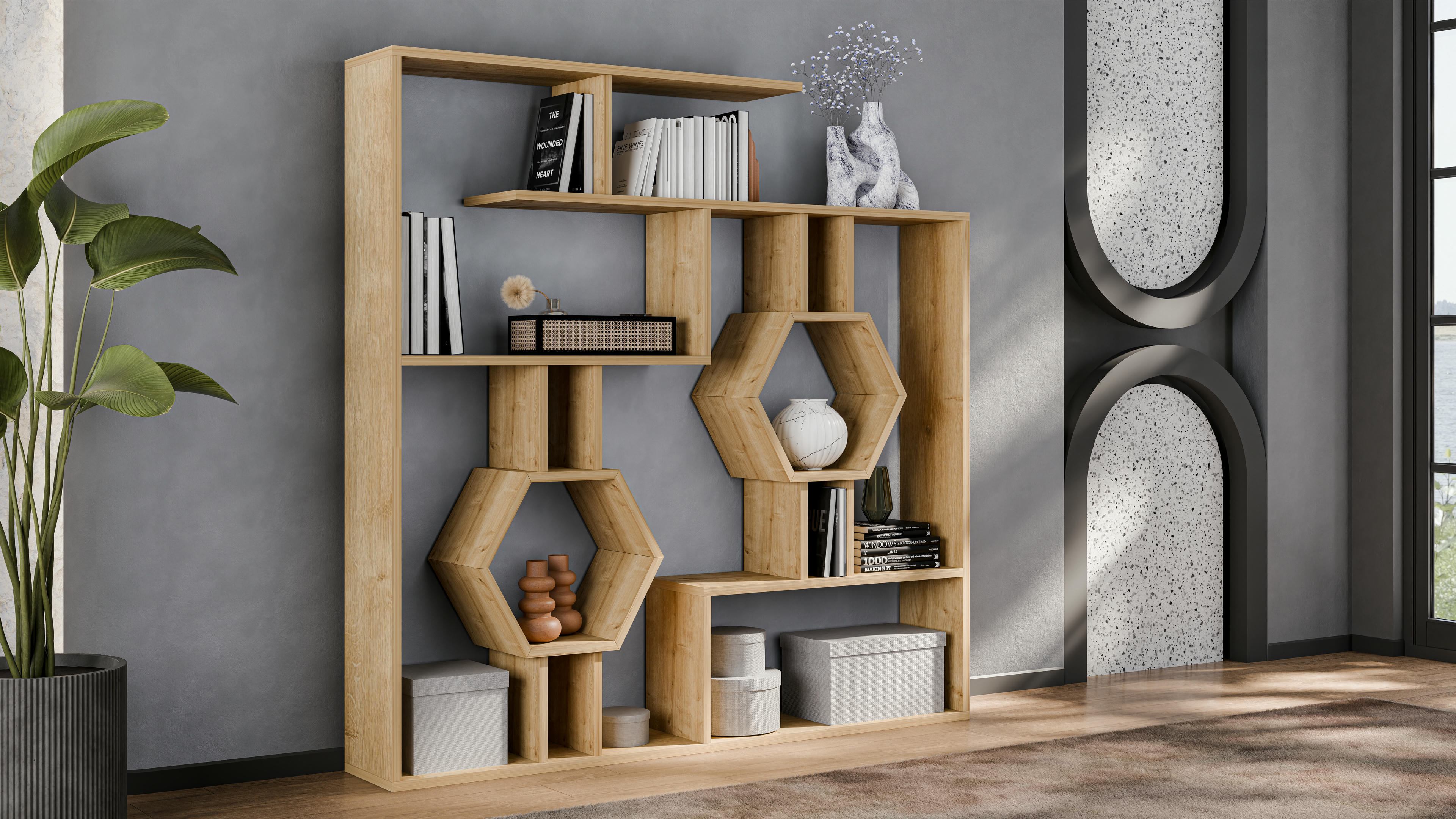Tamara Geometric Bookshelf 34