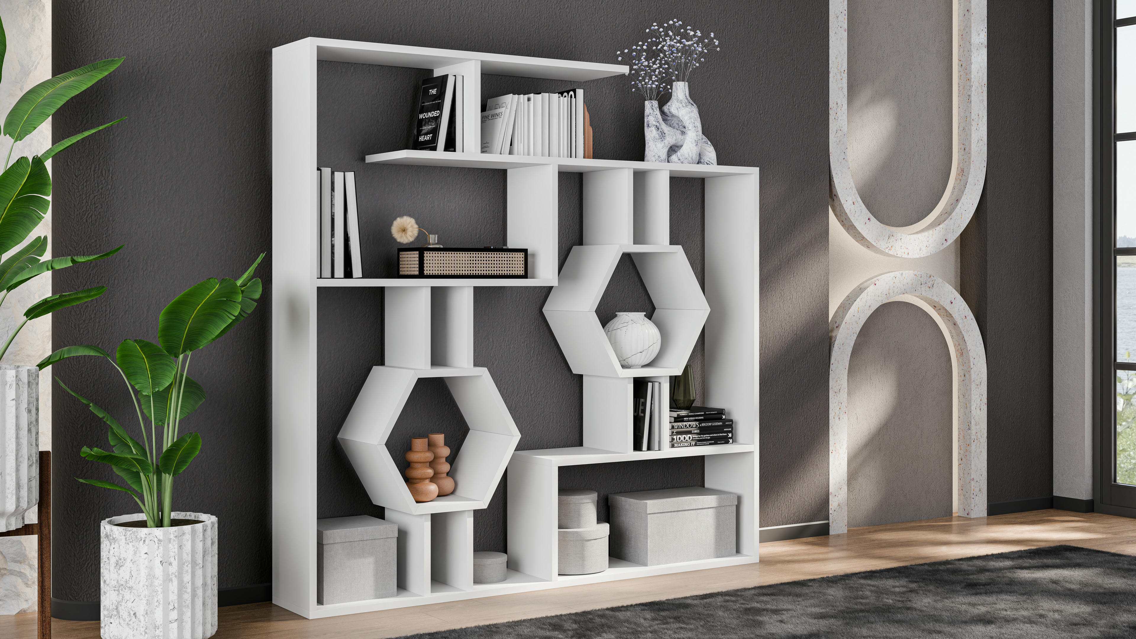 Tamara Geometric Bookshelf 4
