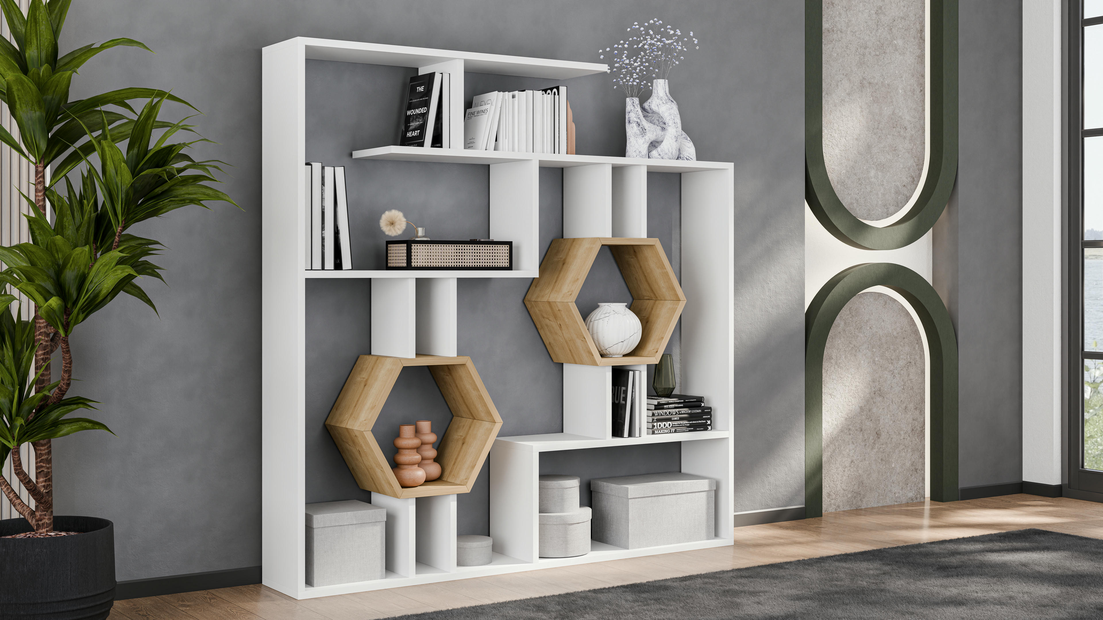 Tamara Geometric Bookshelf 46