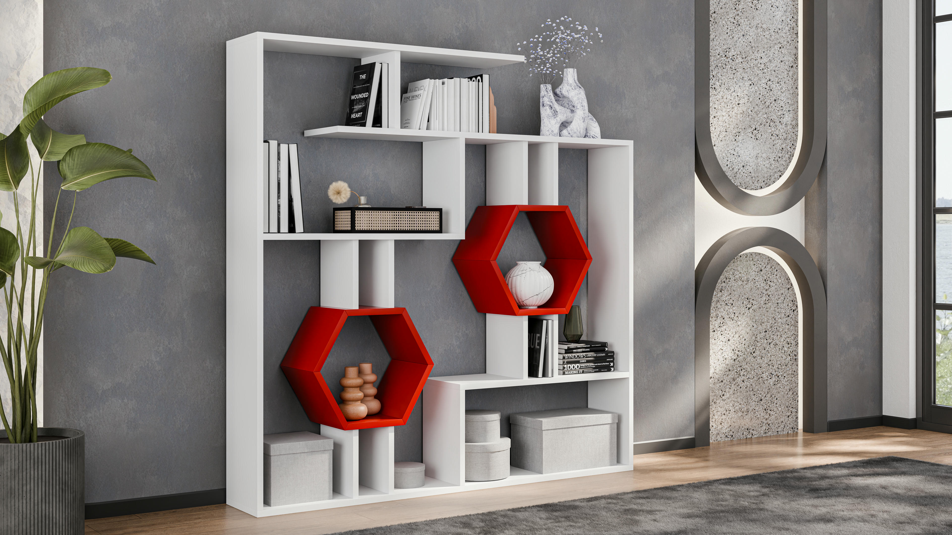 Tamara Geometric Bookshelf 10