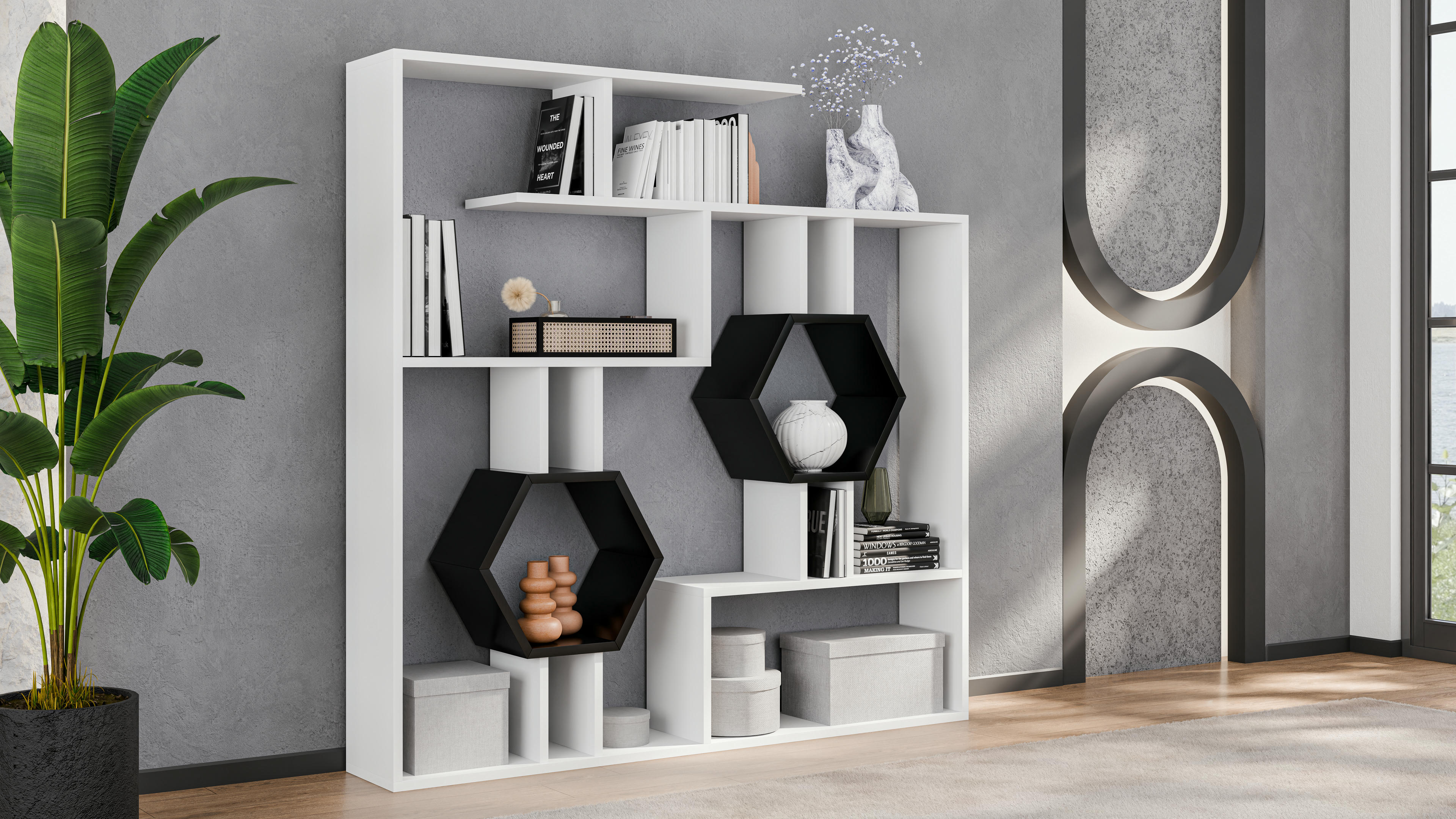 Tamara Geometric Bookshelf 16